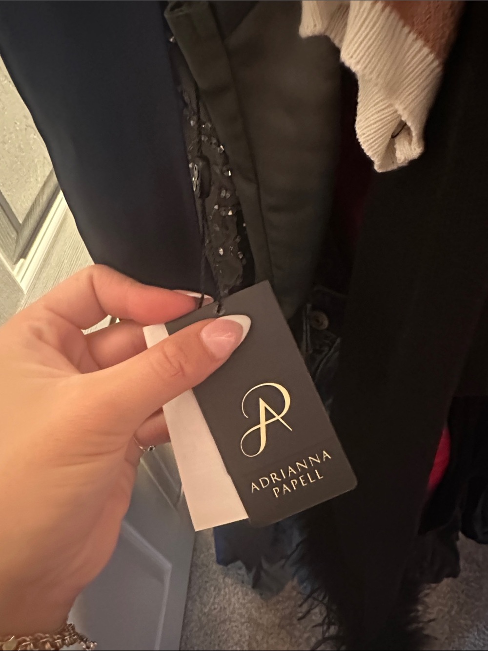 Adrianna Papell Embellished Grey Halter Cocktail Dress - Picture 4 of 4